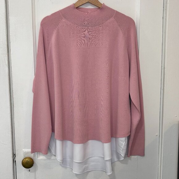 NWT Ted Baker Women's Popilia Mock Neck Knit Pink/White Sweater,TB 5, Disclaimer - Picture 1 of 13